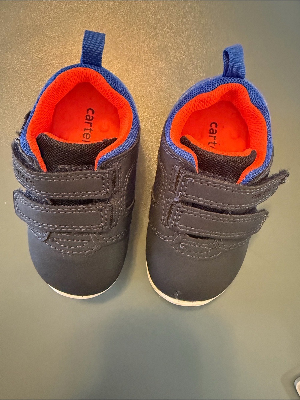 Carter's Navy and Orange Infant size 3.5 Velcro Sneakers
